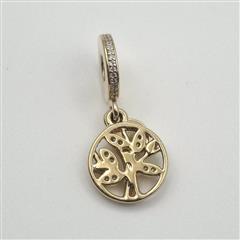 Pandora S925 ALE 14K Gold Plated Sparkling Family Tree Dangle Charm 768661C01